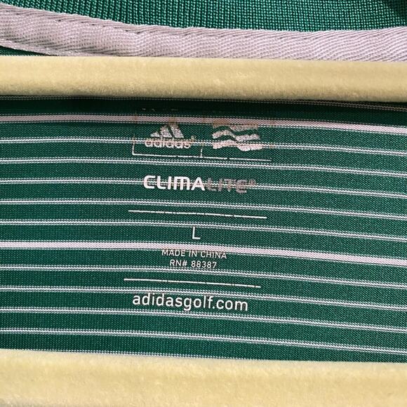 Adidas Green Striped Climalite Polo Shirt Sz L - Picture 6 of 13